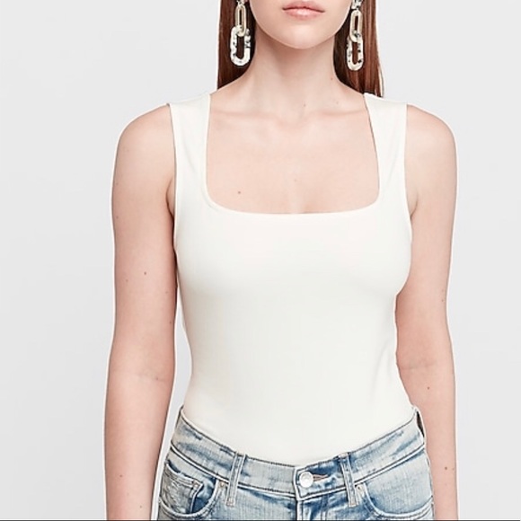 Express Tops - NWT Express White Square Neck Tank